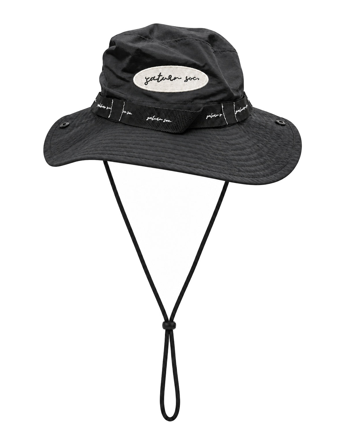 Bucket Hat Zaturn Summer Archive, black, with white oval 'zaturn soc.' patch